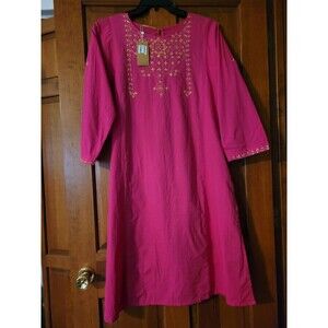 NWT Generation Cottage Women's Size 12 Sitara Kurta Dress Pink And Yellow